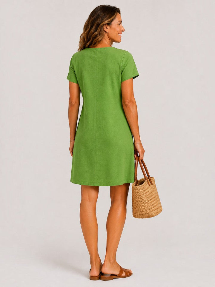 Águeda | Vestido de verano verde efecto lino