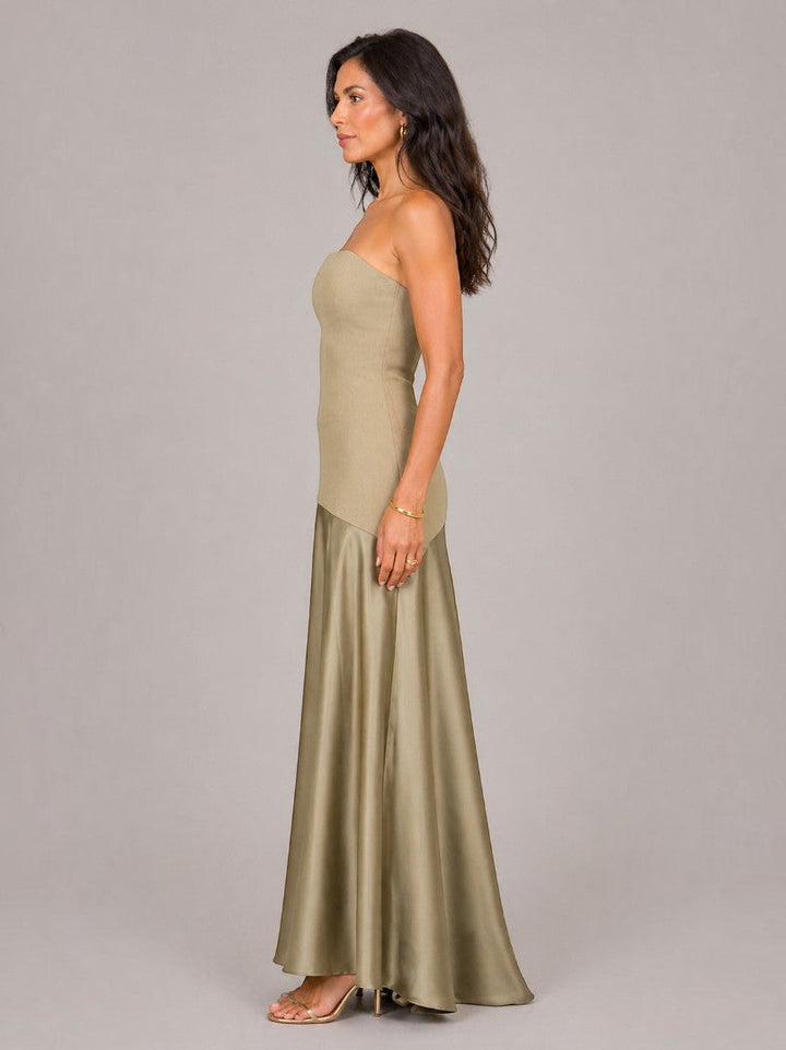 Bibiana | Vestido largo de satén en champán
