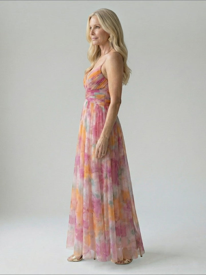 Celia | Vestido largo con degradado en rosa