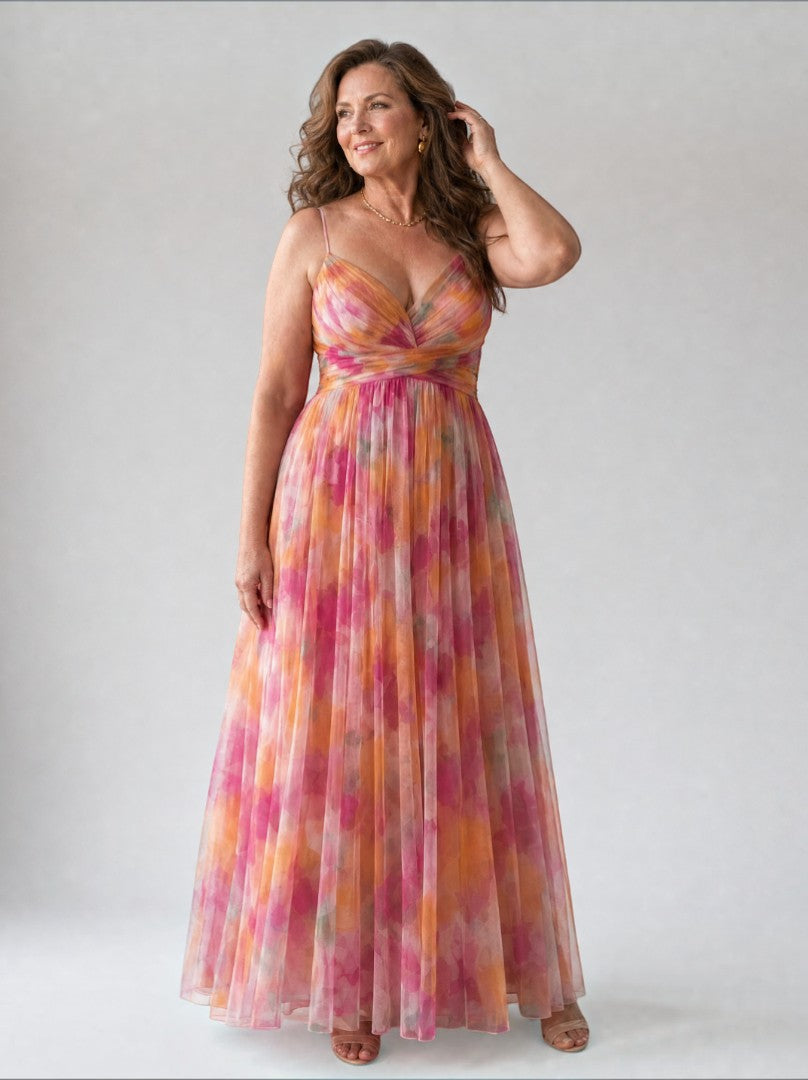 Celia | Vestido largo con degradado en rosa