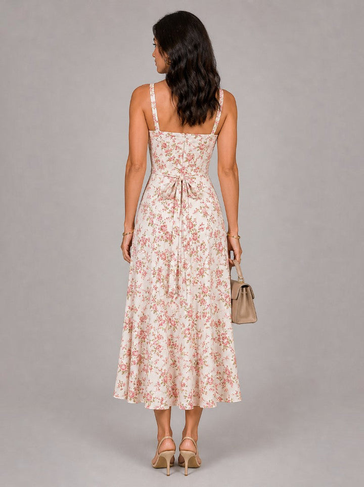 Ana | Vestido de verano con flores pequeñas y abertura