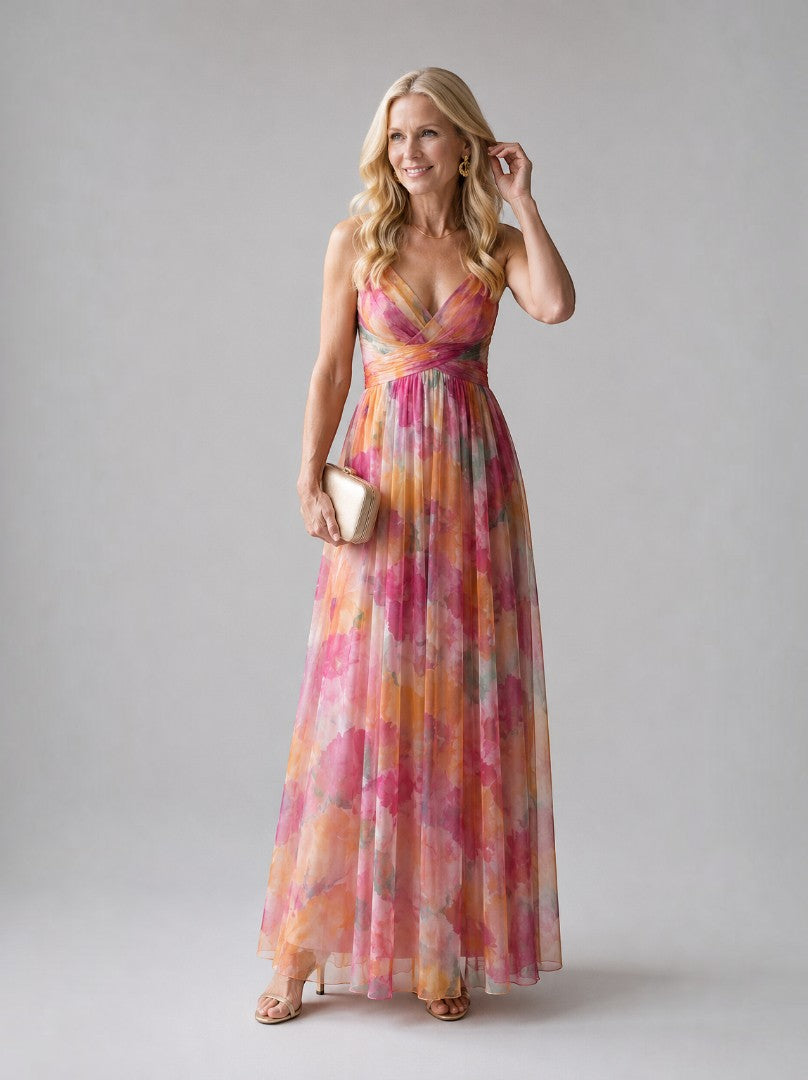 Celia | Vestido largo con degradado en rosa