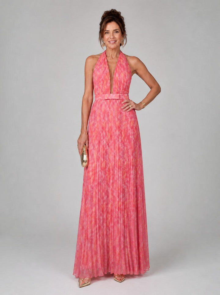 Diana | Vestido largo plisado en rosa palo