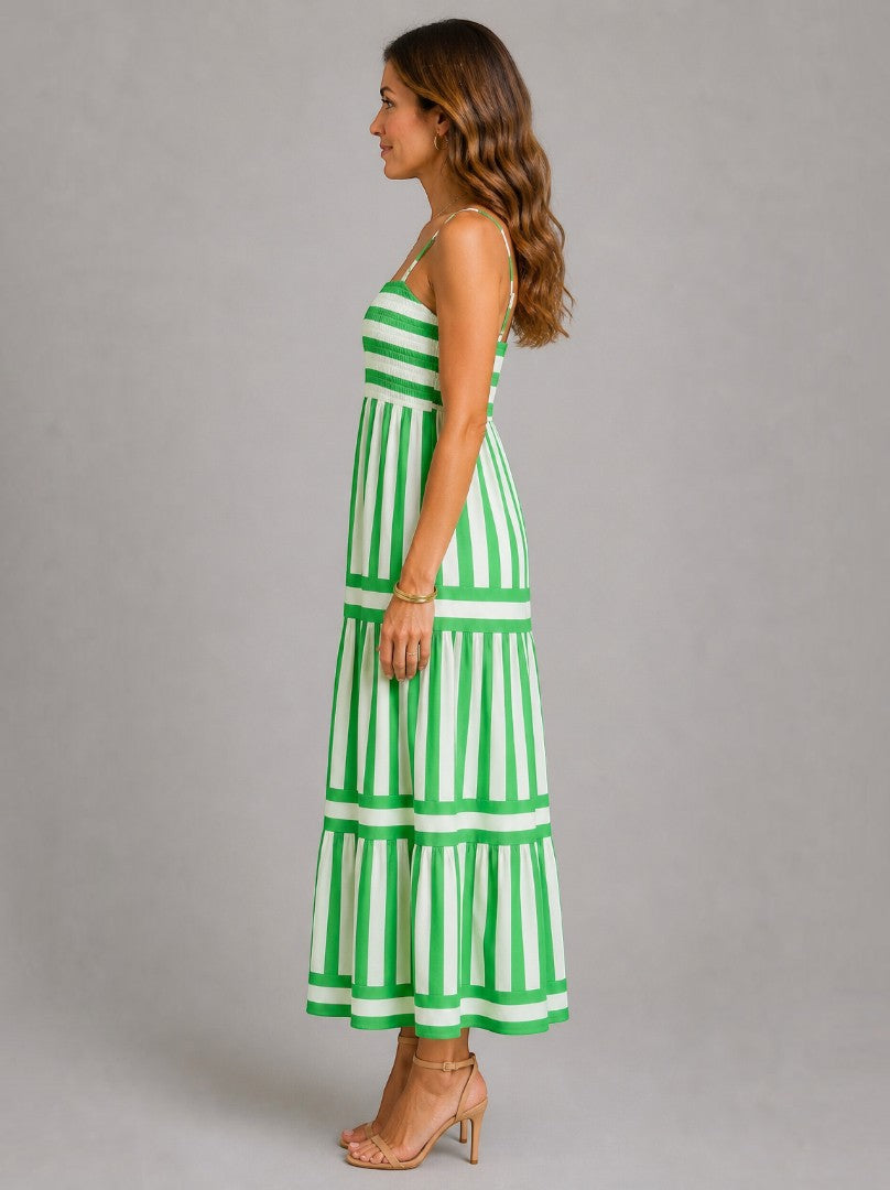 Antonia | Vestido largo de rayas verdes