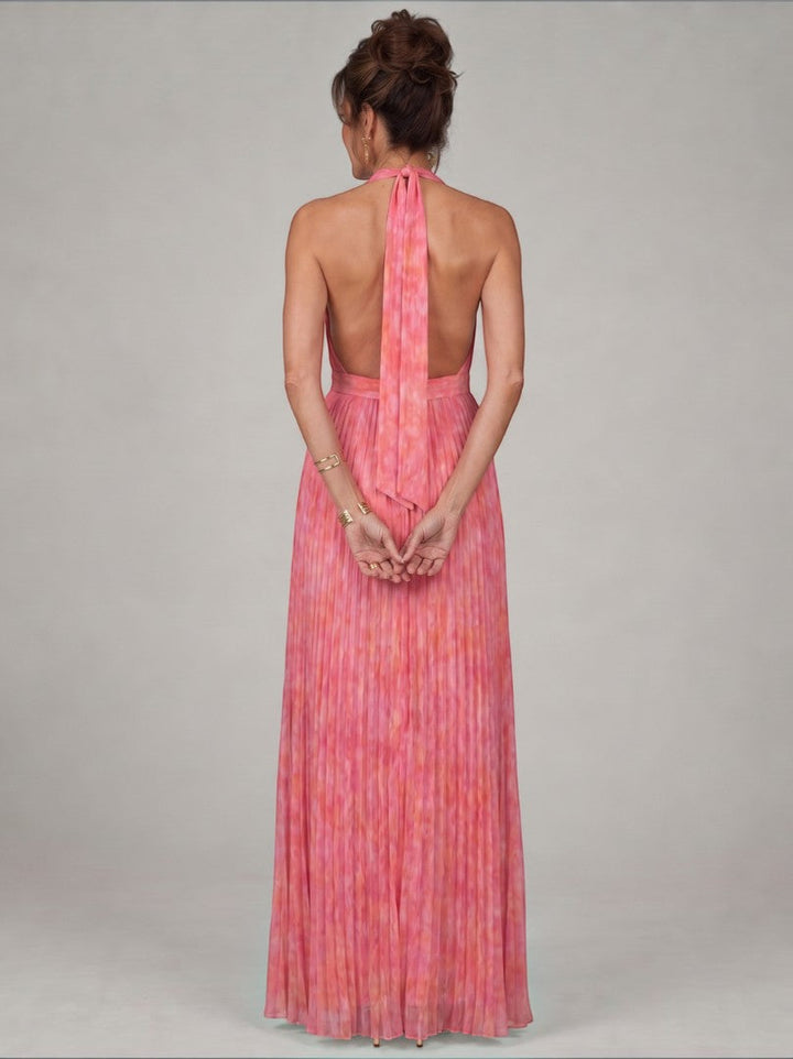 Diana | Vestido largo plisado en rosa palo