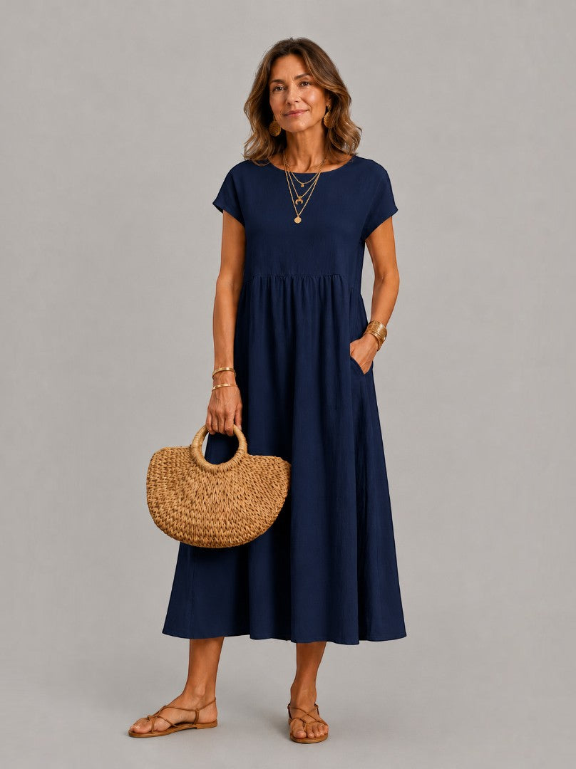 Alicia | Vestido de verano blanco efecto lino