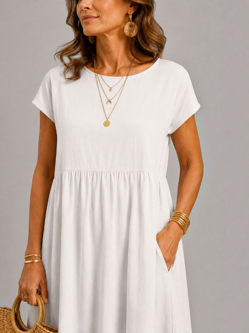 Alicia | Vestido de verano blanco efecto lino