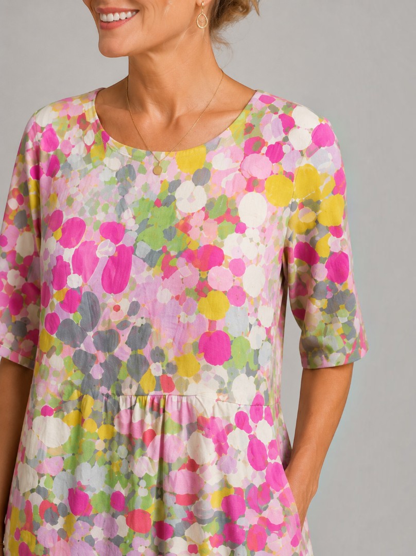 Adela | Vestido midi con flores en acuarela