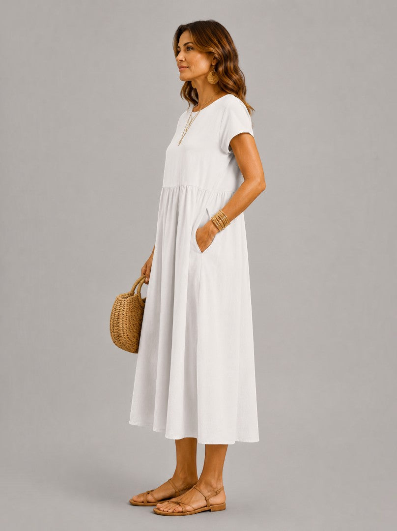 Alicia | Vestido de verano blanco efecto lino