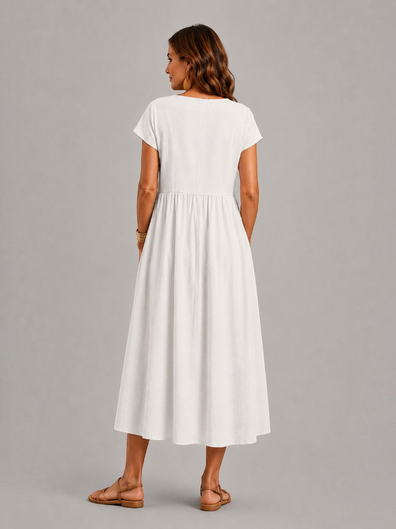 Alicia | Vestido de verano blanco efecto lino