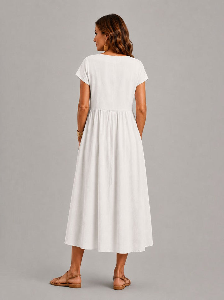 Alicia | Vestido de verano blanco efecto lino