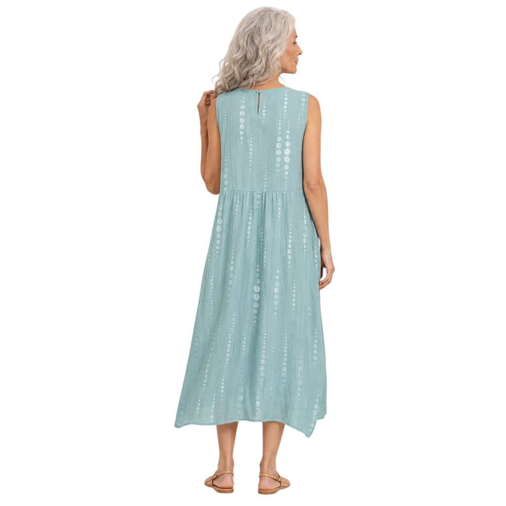 Ana | Vestido midi sin mangas en verde menta