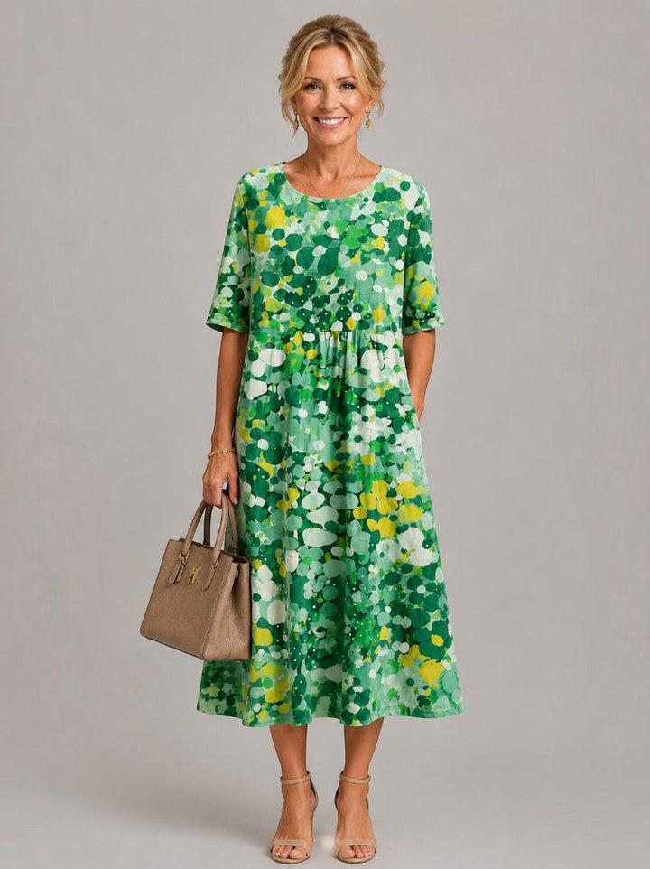 Adela | Vestido midi con flores en acuarela