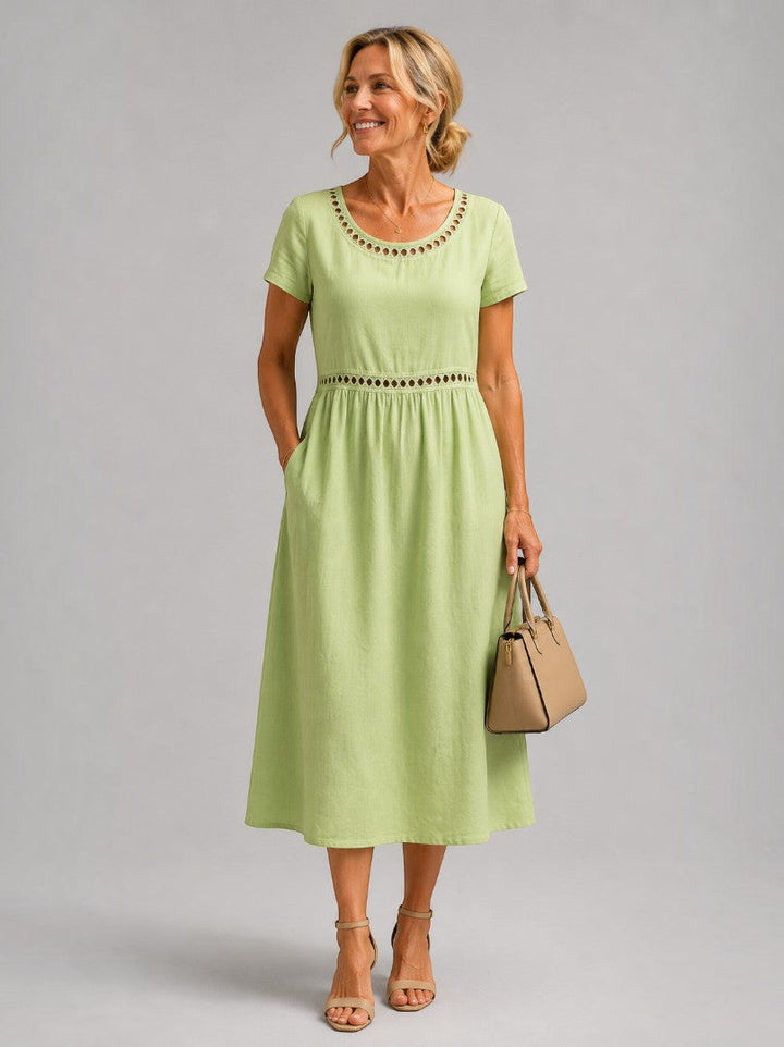 Arantza | Vestido de verano en rosa palo efecto lino