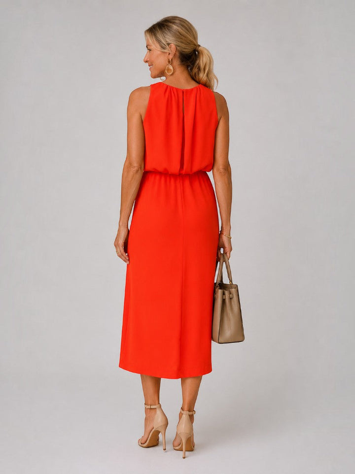 Carmen | Vestido midi rojo con abertura