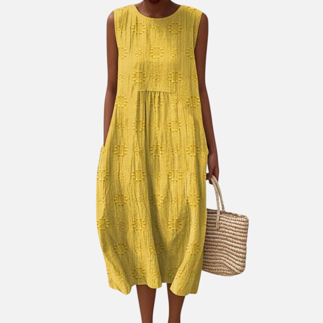 Mar | Vestido midi sin mangas en amarillo intenso