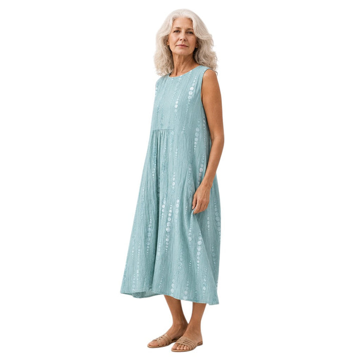 Ana | Vestido midi sin mangas en verde menta