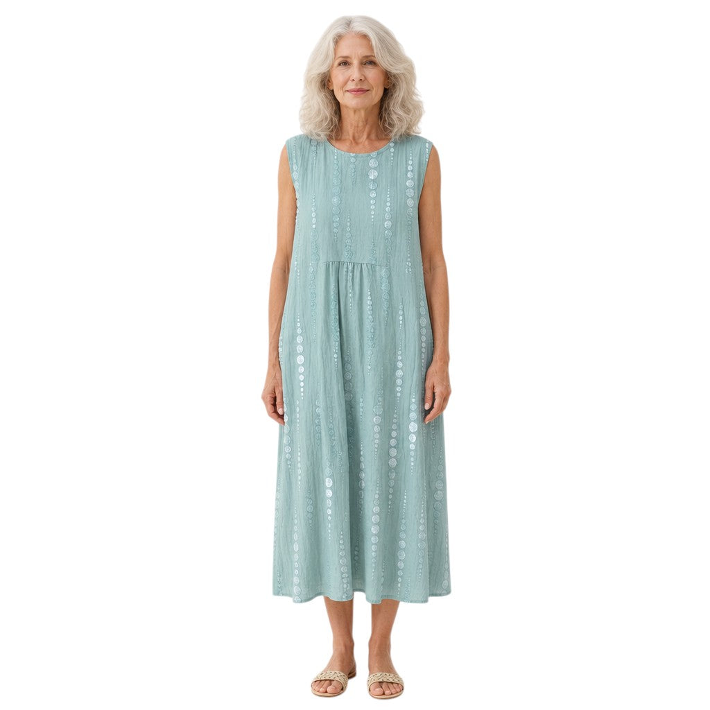 Ana | Vestido midi sin mangas en verde menta