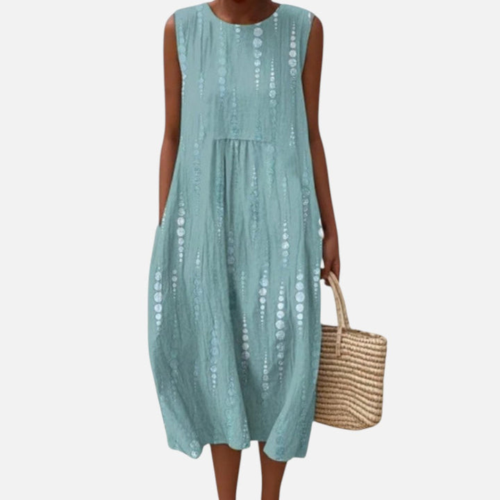 Ana | Vestido midi sin mangas en verde menta