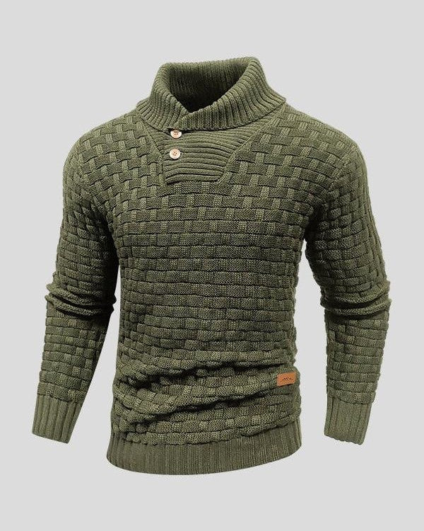 Modesto | Jersey negro texturizado con cuello abotonado