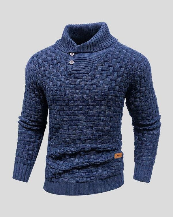 Modesto | Jersey negro texturizado con cuello abotonado