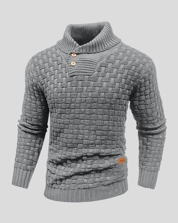 Modesto | Jersey negro texturizado con cuello abotonado