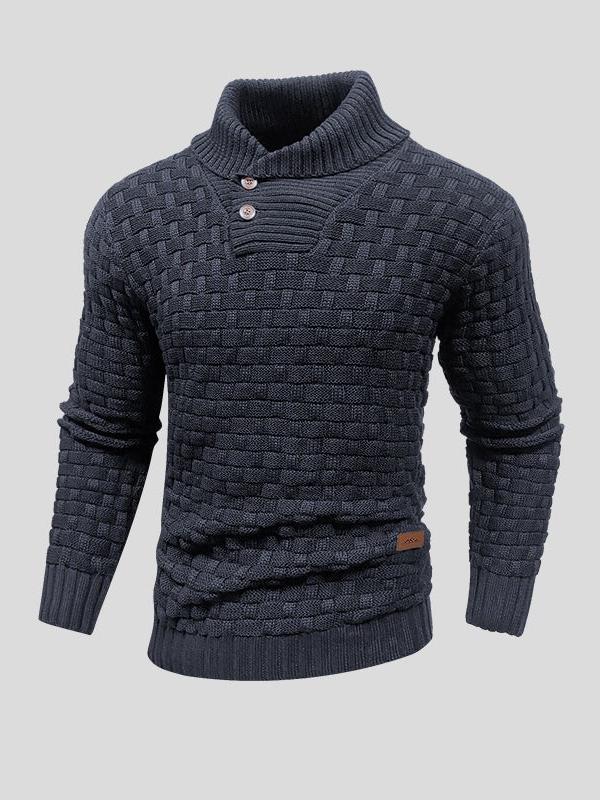 Modesto | Jersey negro texturizado con cuello abotonado