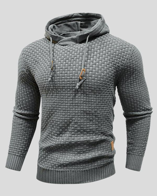 Moisés | Sudadera de punto gris con capucha y textura