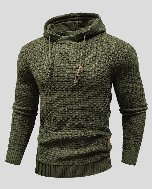Moisés | Sudadera de punto gris con capucha y textura