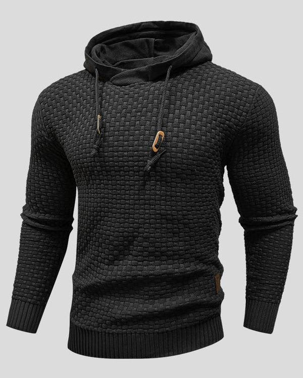 Moisés | Sudadera de punto gris con capucha y textura