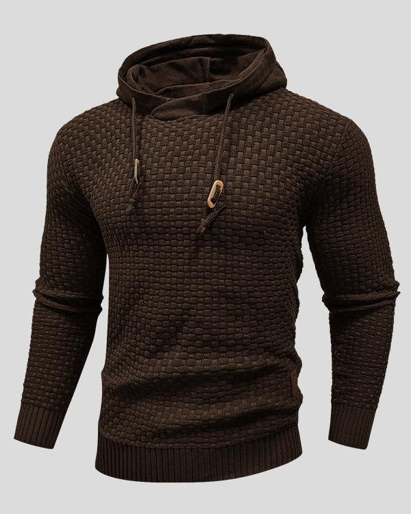 Moisés | Sudadera de punto gris con capucha y textura