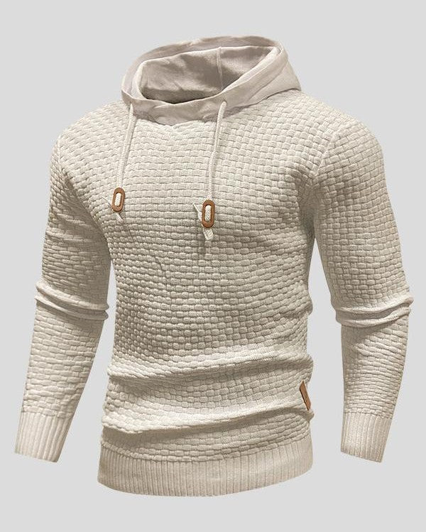 Moisés | Sudadera de punto gris con capucha y textura