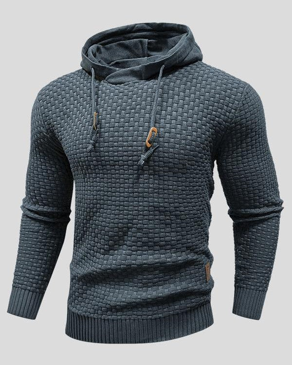 Moisés | Sudadera de punto gris con capucha y textura