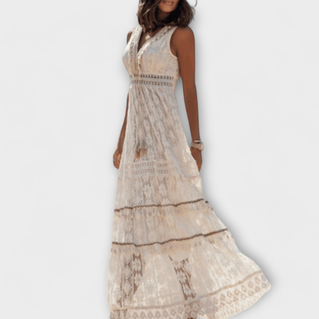 Andrea | Vestido maxi boho con encaje