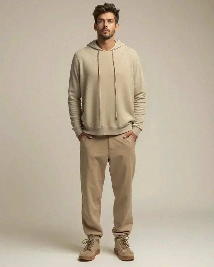 Nazario | Sudadera de punto beis con capucha