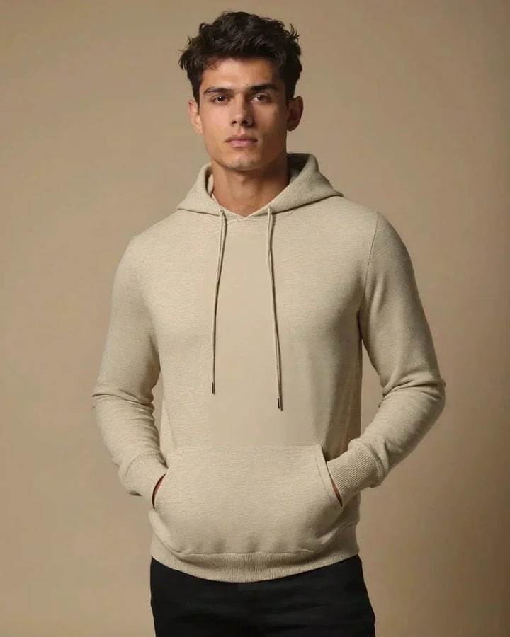 Nazario | Sudadera de punto beis con capucha