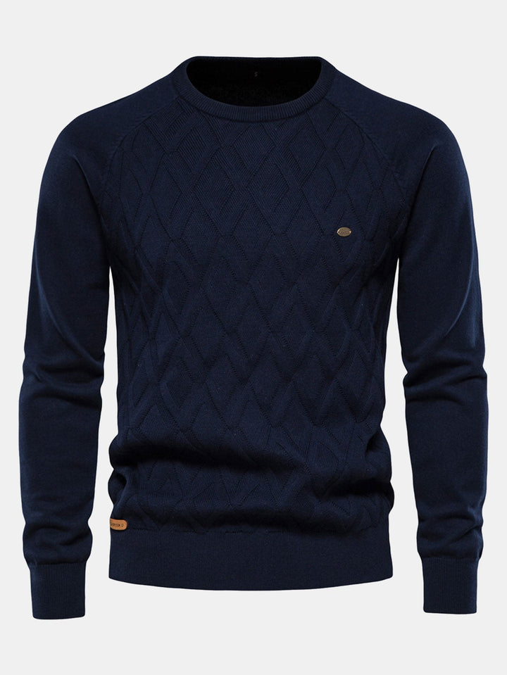 Nemesio | Jersey jacquard con dibujo geométrico y cuello redondo