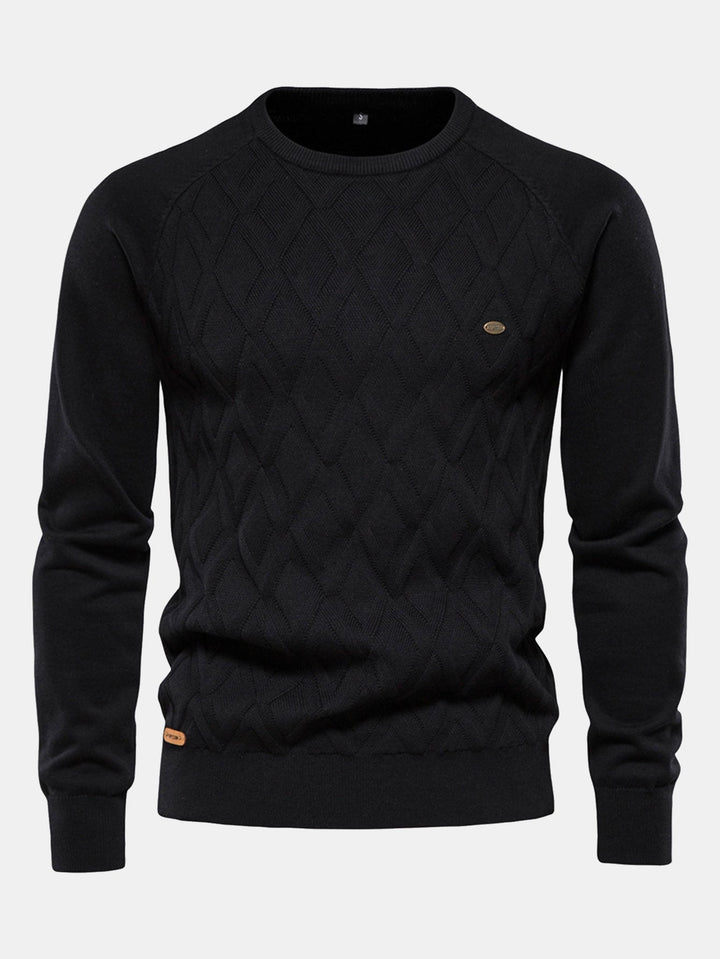 Nemesio | Jersey jacquard con dibujo geométrico y cuello redondo