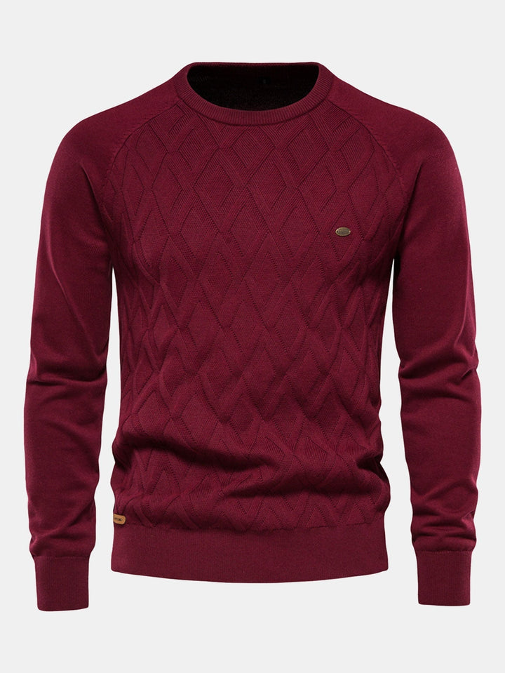 Nemesio | Jersey jacquard con dibujo geométrico y cuello redondo