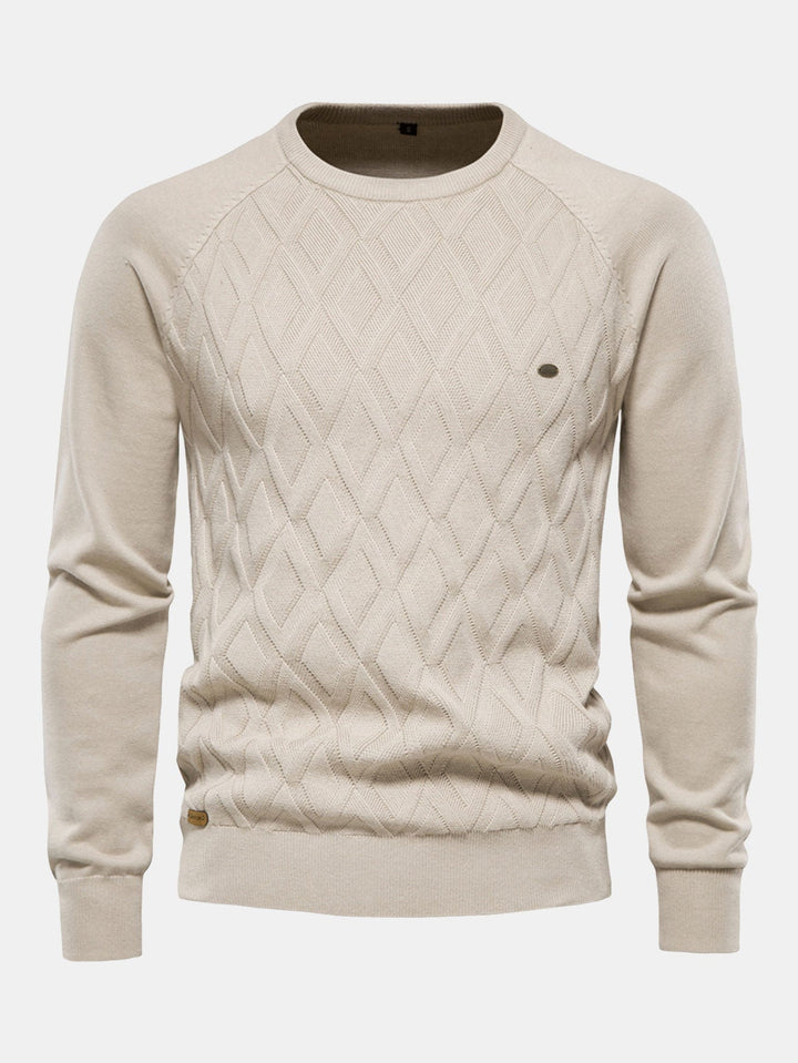 Nemesio | Jersey jacquard con dibujo geométrico y cuello redondo