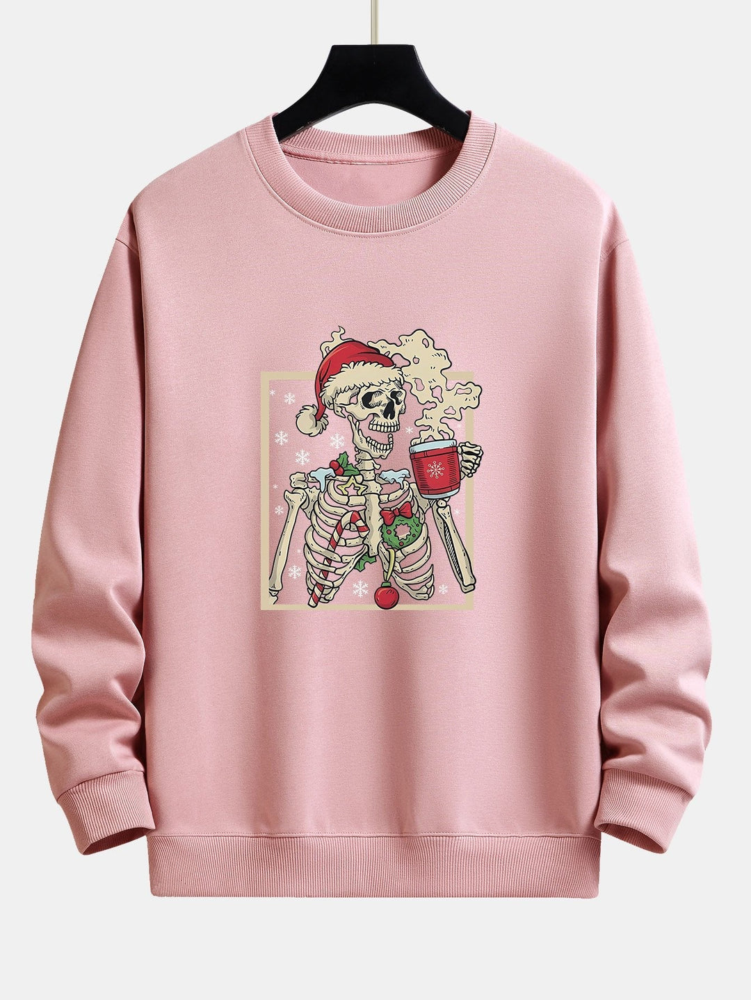 Néstor | Sudadera navideña con estampado de esqueletos y café