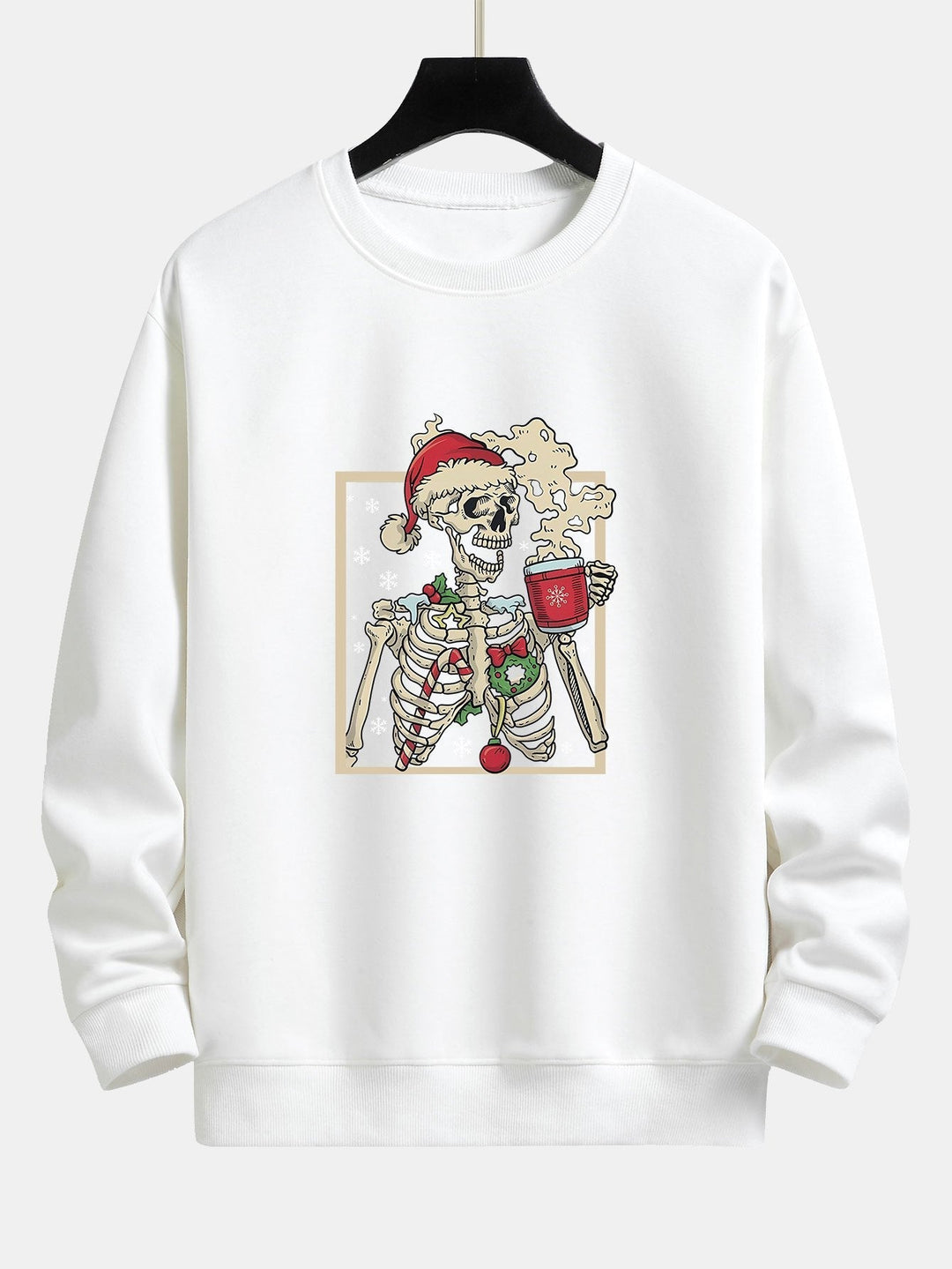Néstor | Sudadera navideña con estampado de esqueletos y café