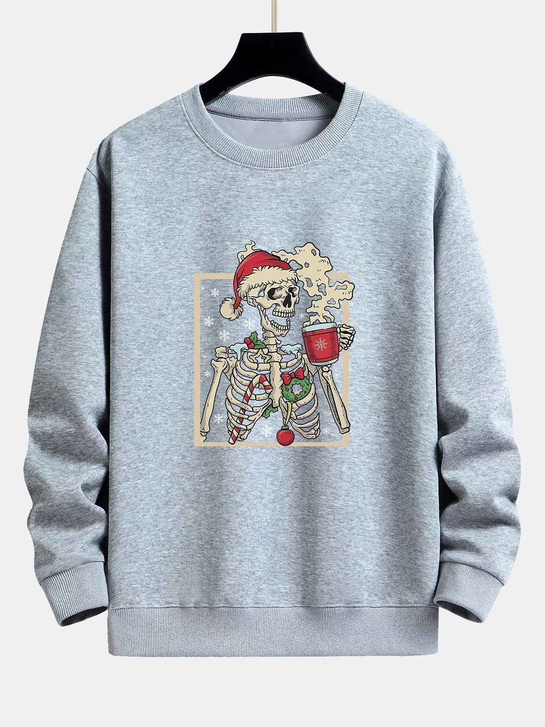 Néstor | Sudadera navideña con estampado de esqueletos y café