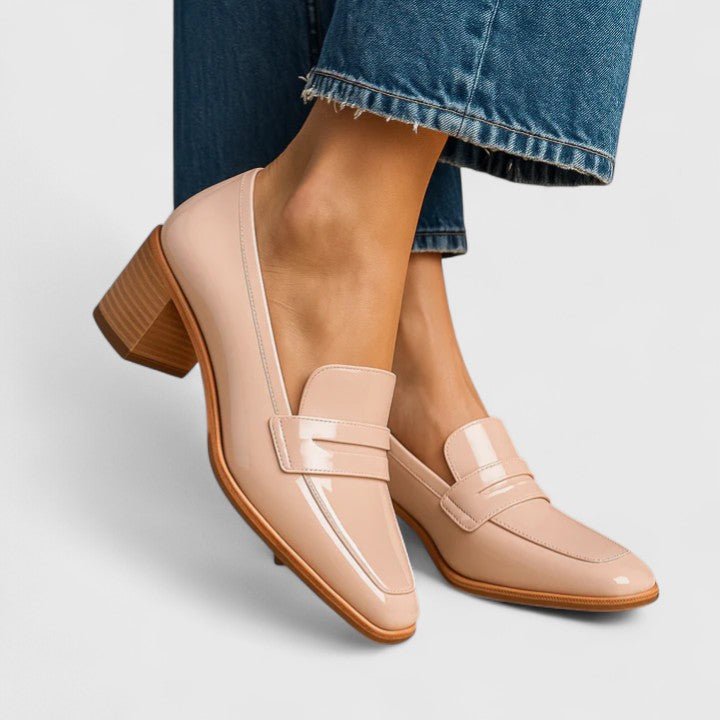 Nuria | Mocasines rosas con tacón ancho