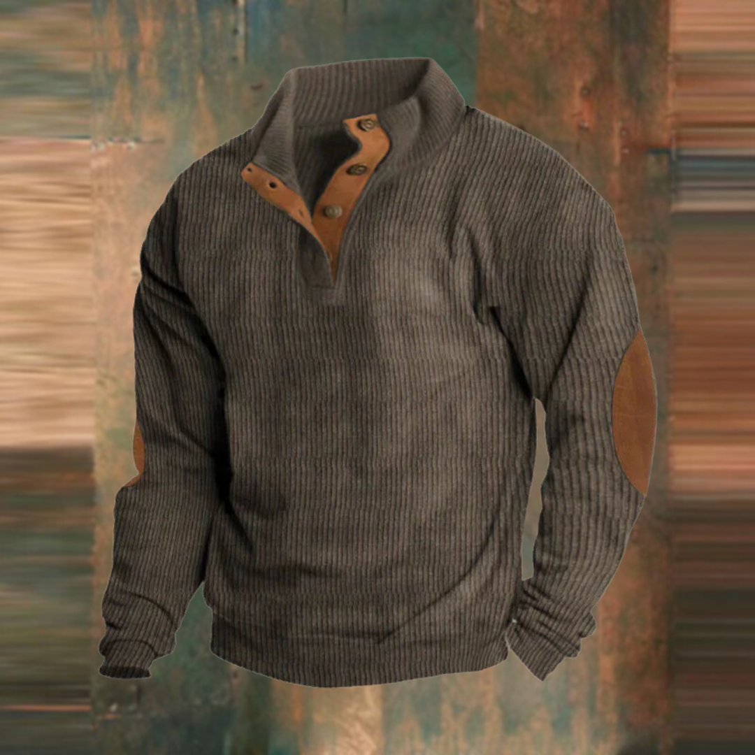 Pablo | Jersey de canalé verde oliva con media cremallera