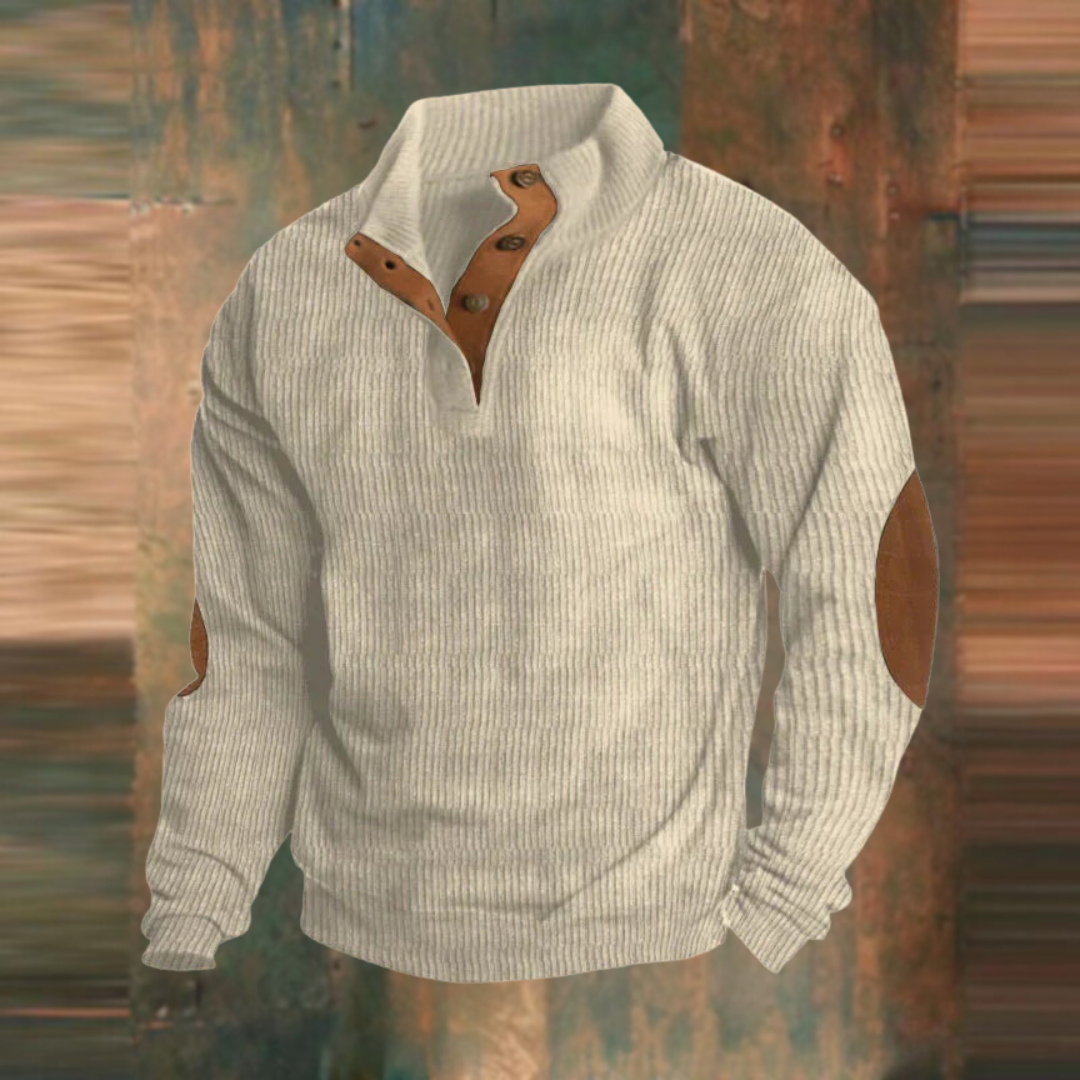 Pablo | Jersey de canalé verde oliva con media cremallera