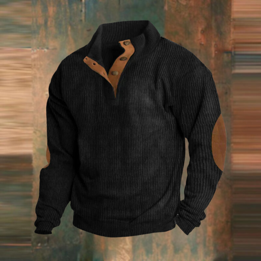 Pablo | Jersey de canalé verde oliva con media cremallera