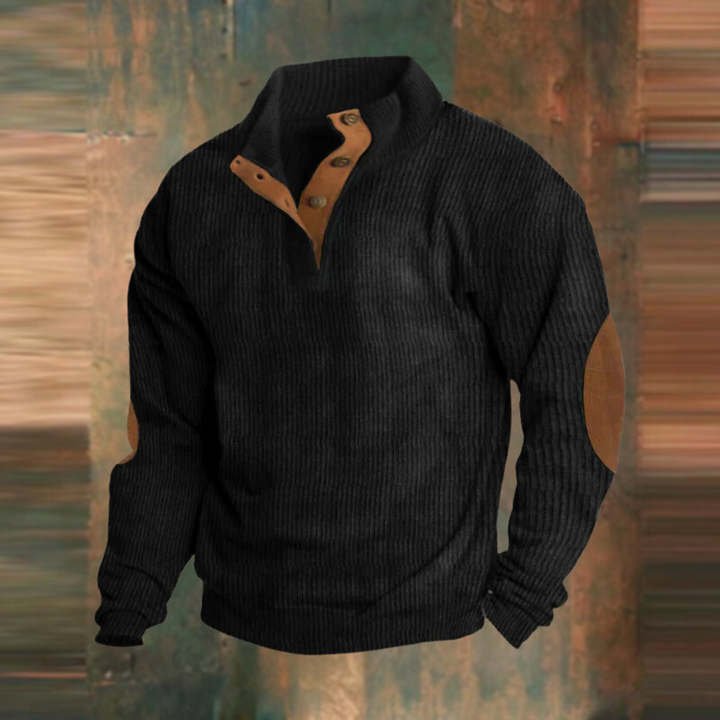 Pablo | Jersey de canalé verde oliva con media cremallera
