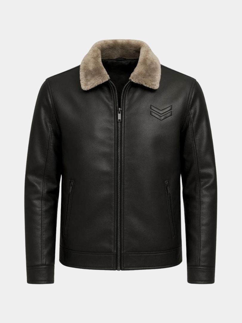 Patricio | Chaqueta negra con cuello de borreguito