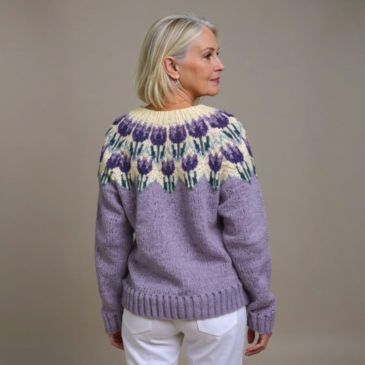 Paulina | Cárdigan de punto con canesú floral